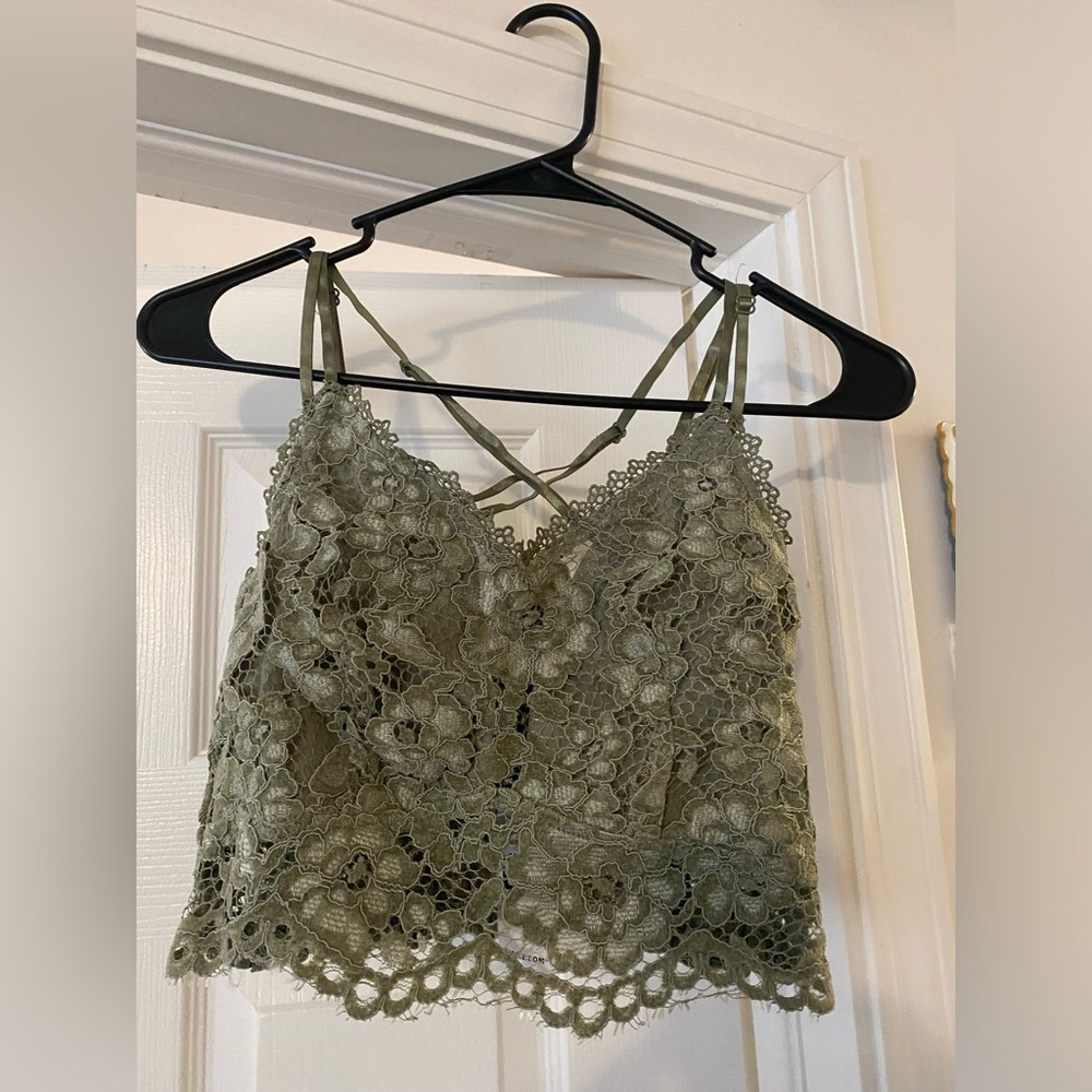 Olive Lace Cami Top